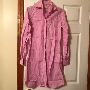 Charvet Paris pink stripe shirt dress new